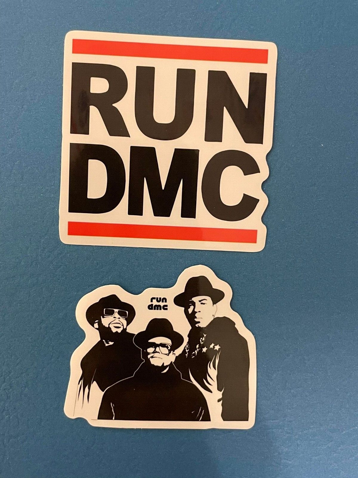 Lot (2) RUN DMC 2" to 2 1/2" Band STICKERS Black White Red FAST! FREE SHIP!