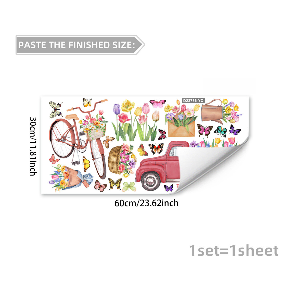 Contemporary Floral Static Window Decal Kitchen Bathroom Use 11.81×23.62in