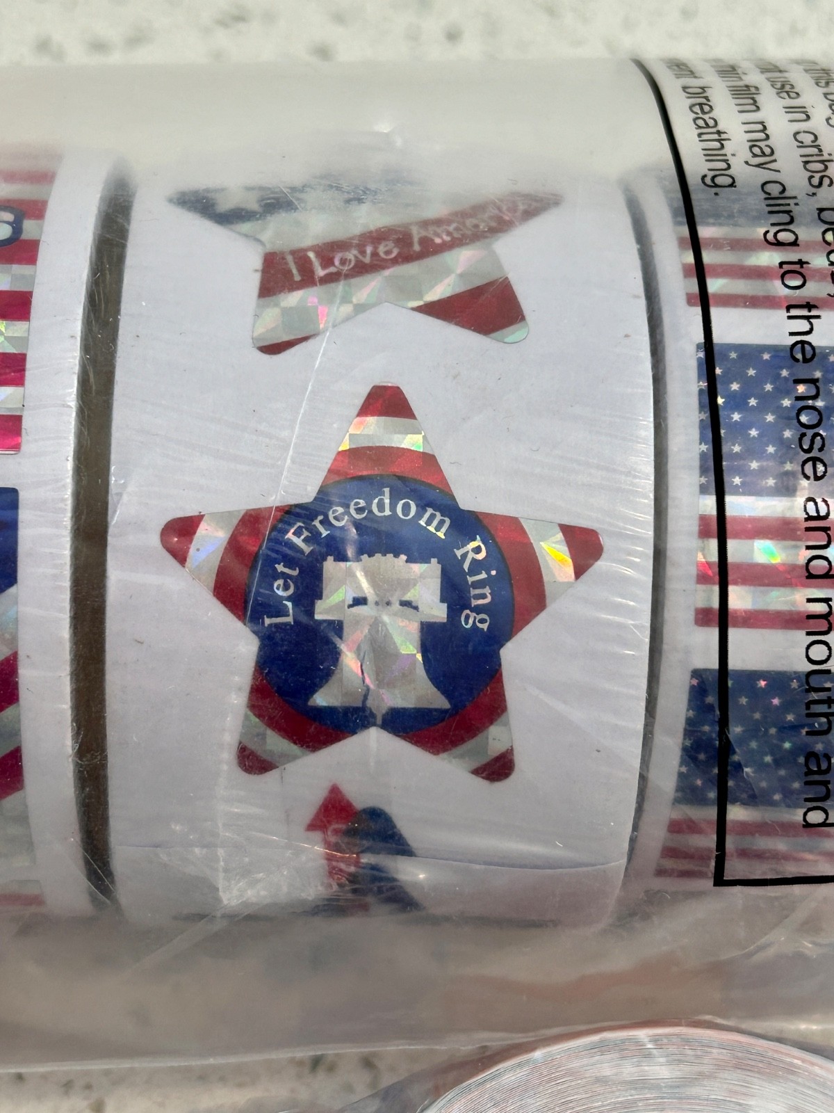 Star Spangled Red White & Blue Patriotic Stickers 6 Rolls – 750 Stickers Total