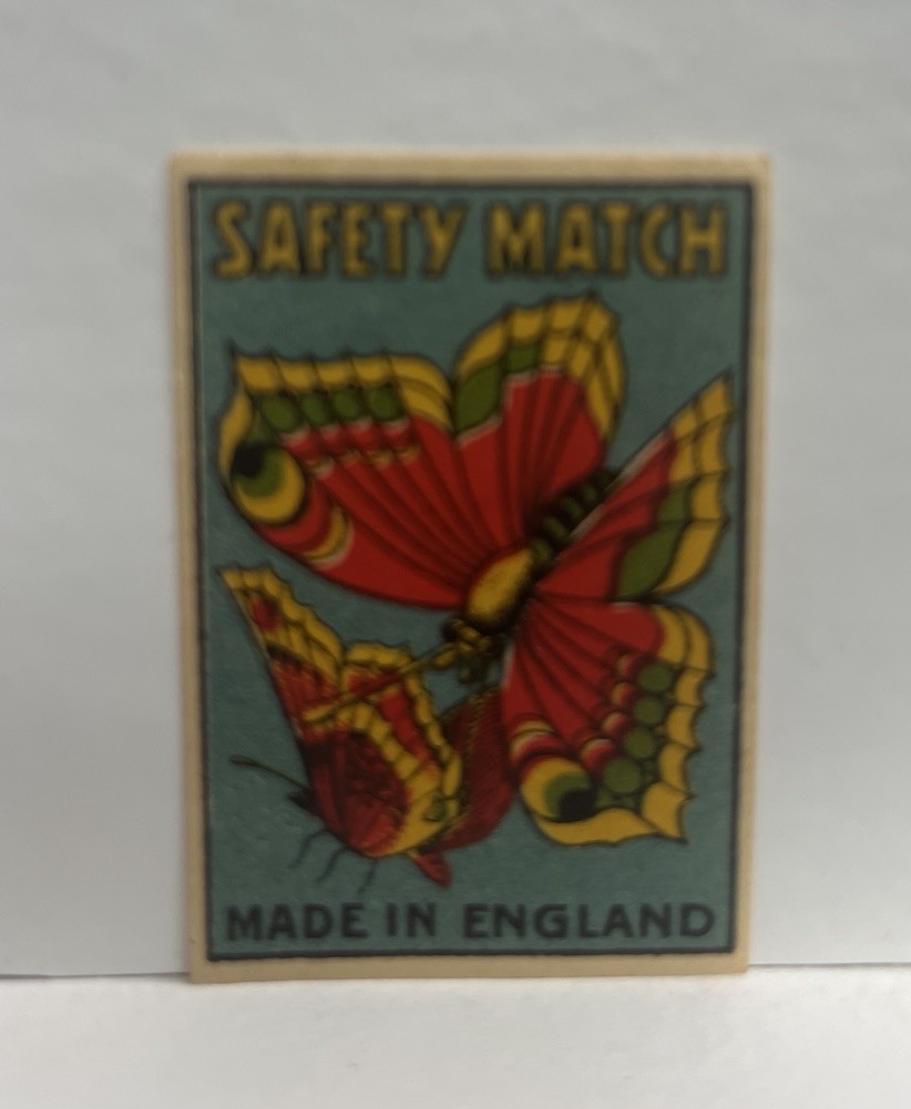 Butterfly Safety Matches Mini Label 1.5 x 2.5 Made in England
