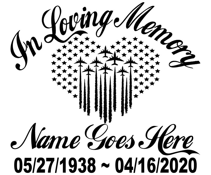 In Loving Memory Of – Airforce Jet Sticker Decal Military Memorial Personalized