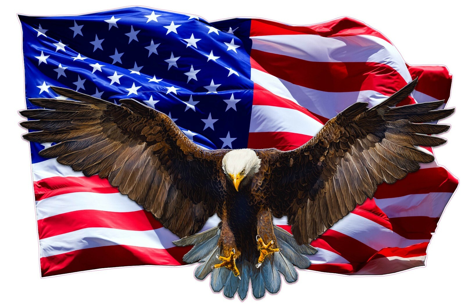 Soaring Bald Eagle American Flag Decal Large 36"