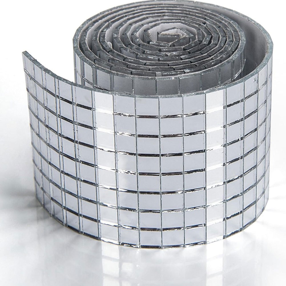 Silver Fiberglass Mirror Tiles Roll Self Adhesive Mosaic Pieces For Diy Craft