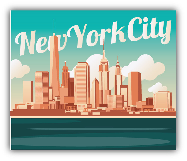 New York City View Retro Label Car Bumper Sticker Decal