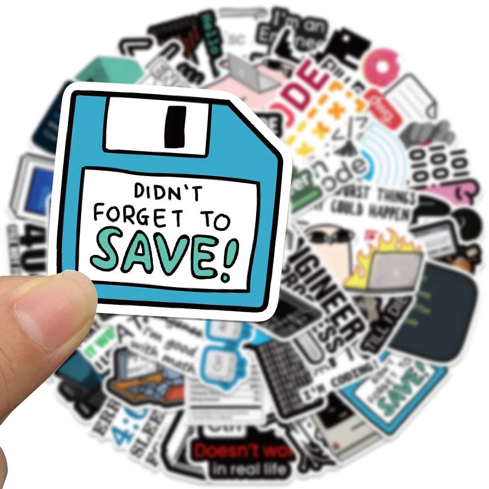 50 Pcs Nerd Stickers for Tech Junkies and Meme Lovers