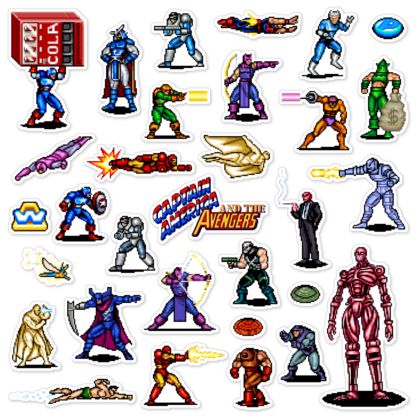 Captain America and the Avengers Stickers Marvel Pixel Art 31 Sticker Pack