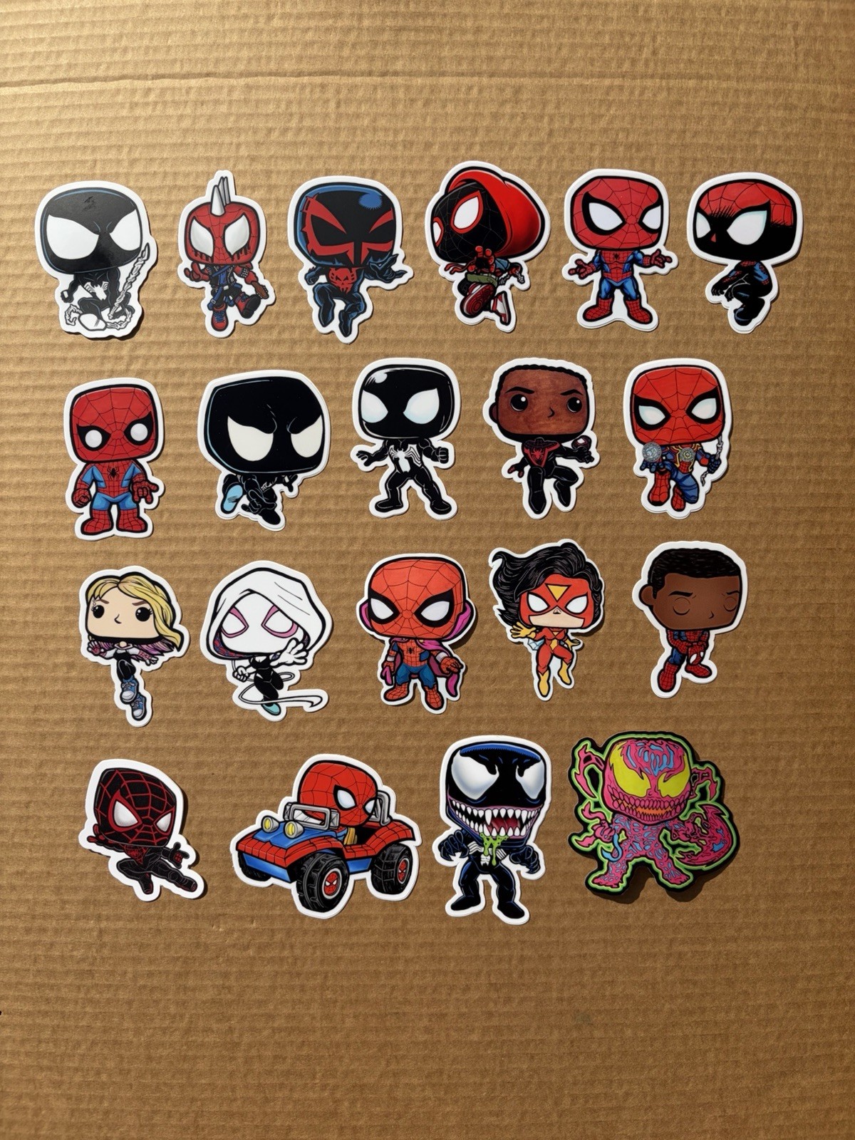 Lot of 20 Spider-Man Funko Pop Style Decal / Stickers Custom Art Variant Set