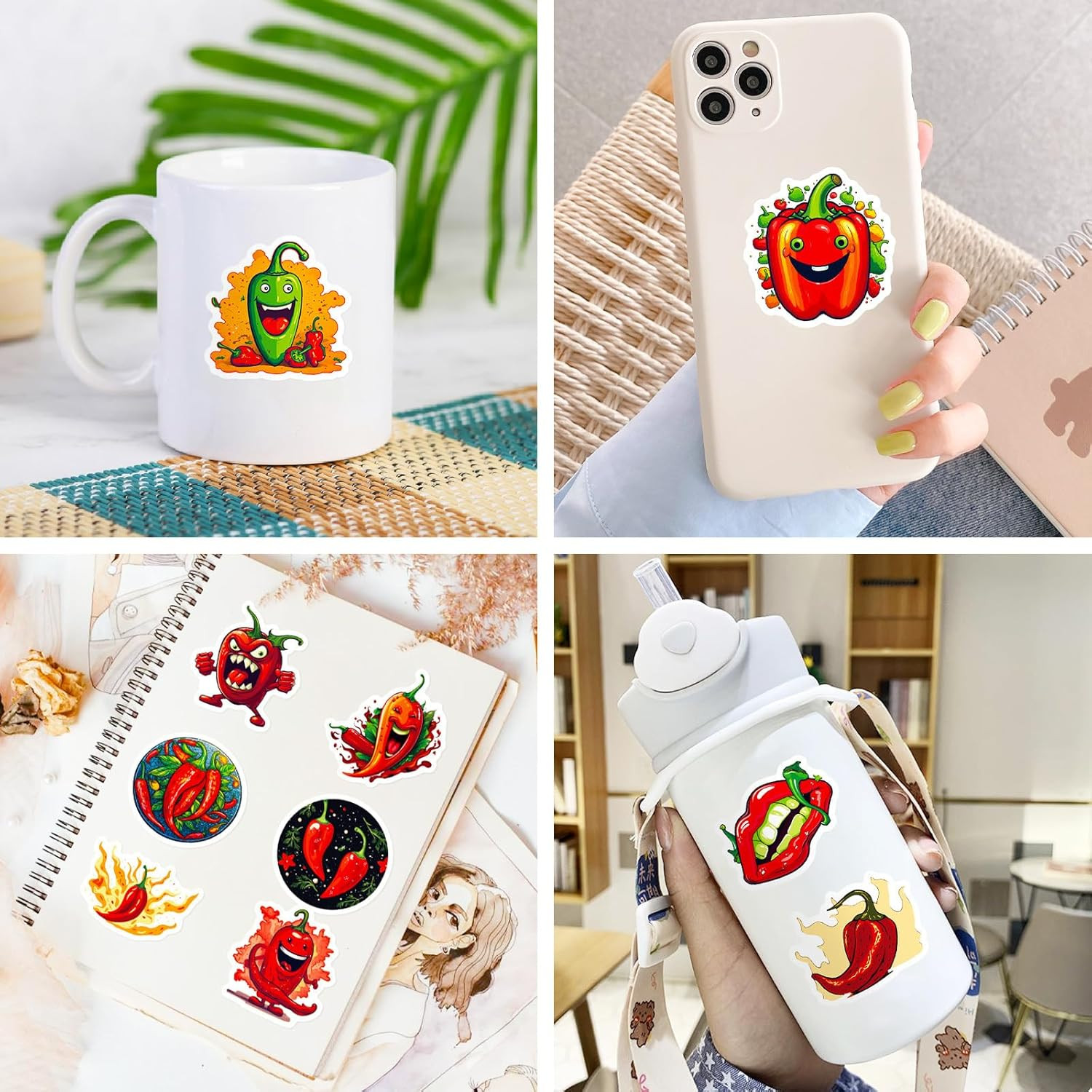 50PCS Funny Chili Mixed Meme Pepper Vinyl Waterproof Stickers – Red