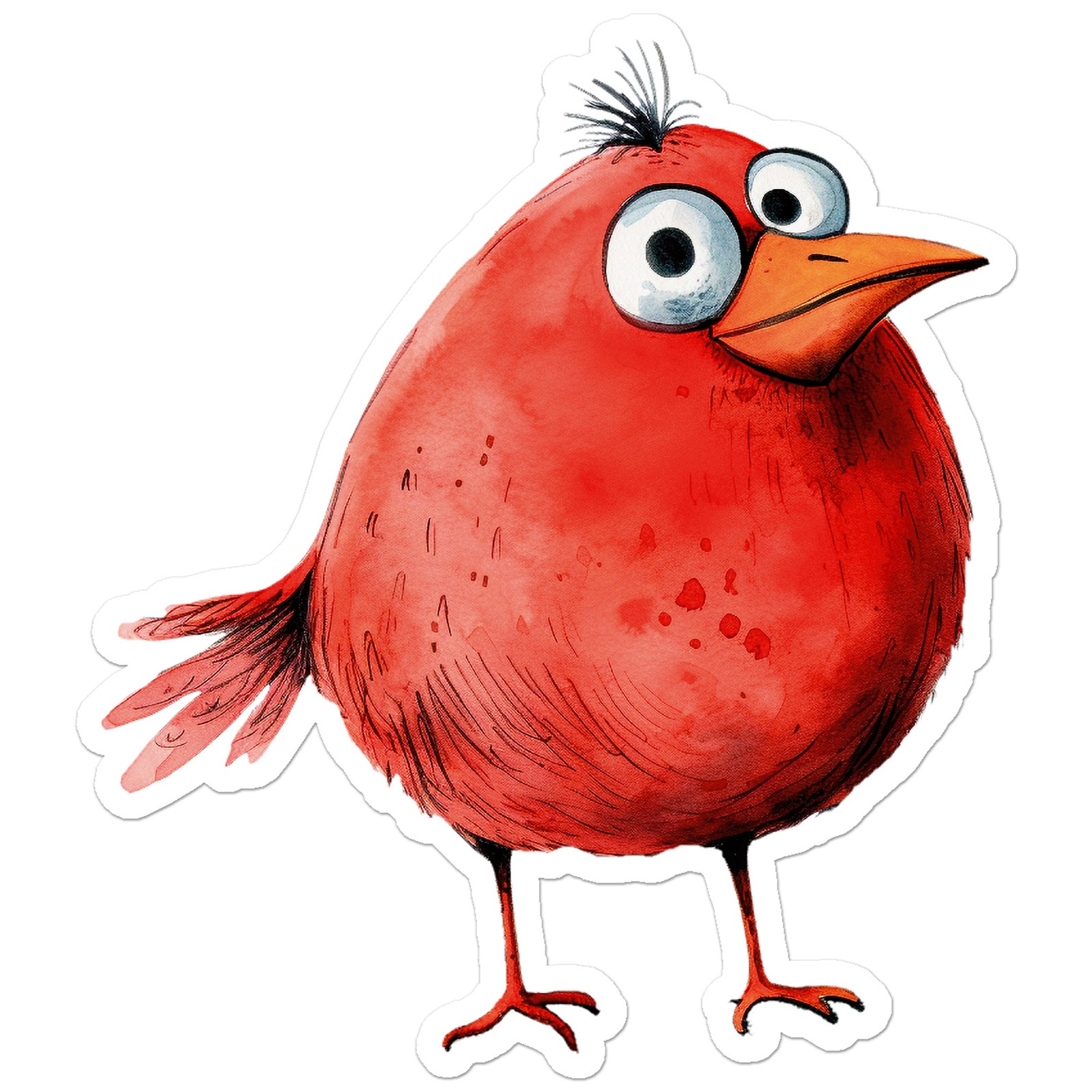 Cute Fat Red Bird – Vinyl Decal Sticker – Car Window Laptop – ebn12514