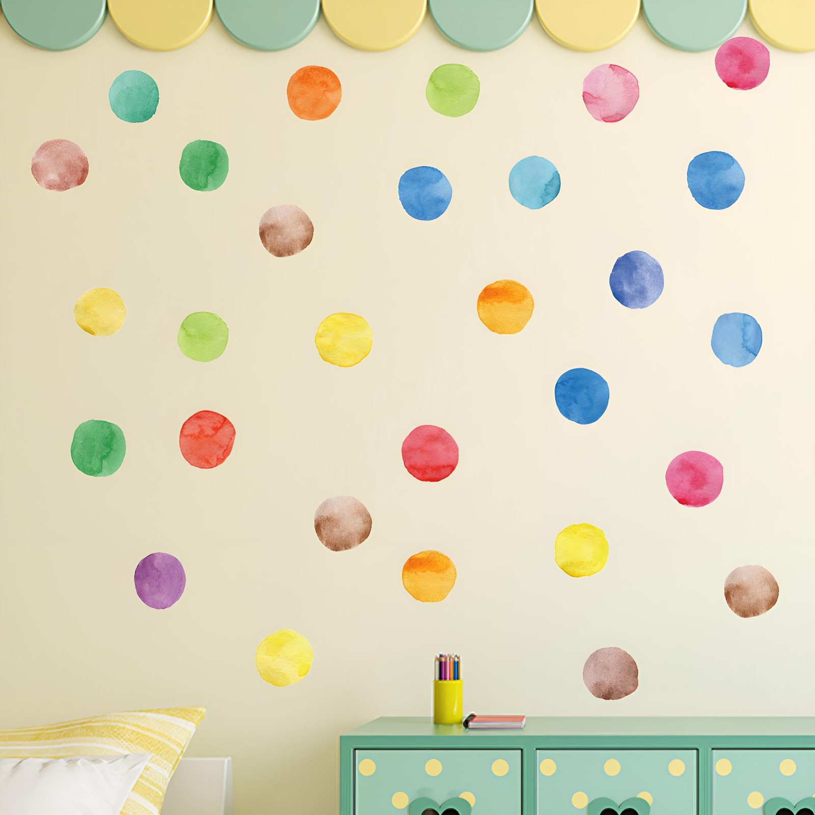 Colorful Polka Dot Wall Decals, Room and Nursery Decor, Dots Wall Sticker Rai…