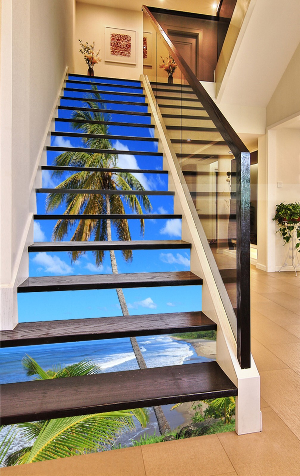 3D Blue Sky Sea 410 Stair Risers Decoration Photo Mural Vinyl Decal Wallpaper