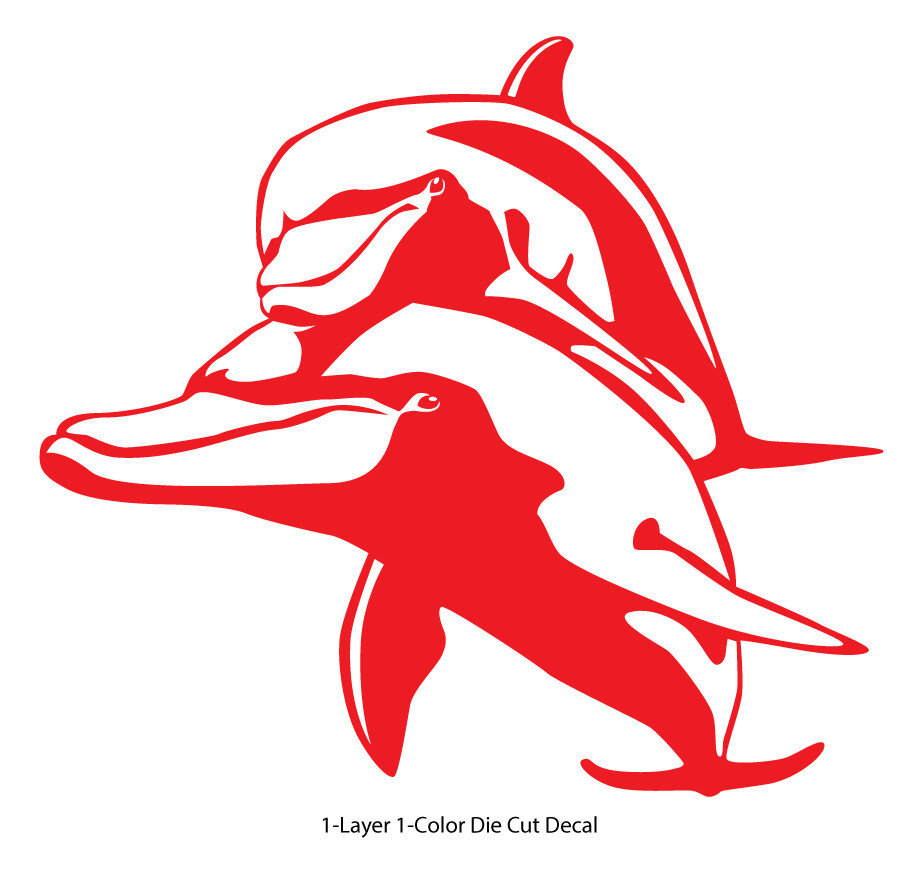 Sea Life – Dolphins 1 – Diver Car Truck Bumper Die Cut Decal Sticker