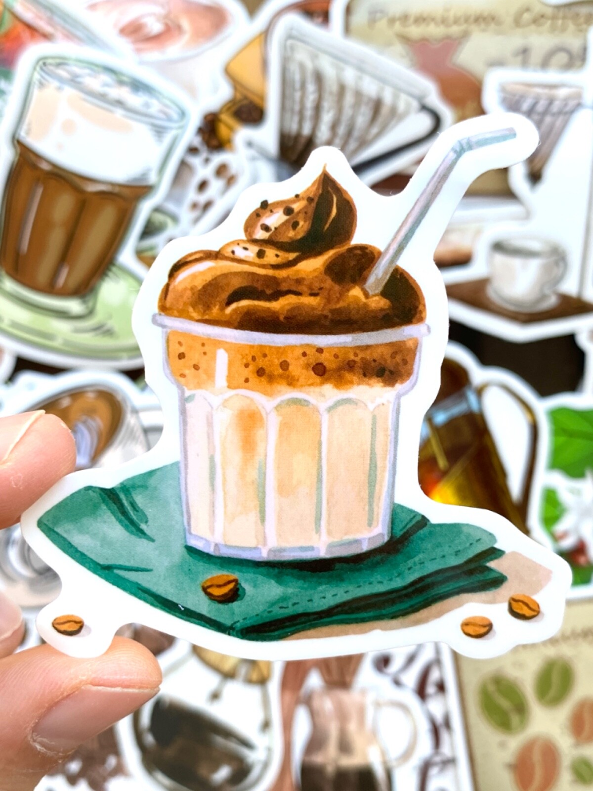5-50 pcs Coffee Stickers, Boho Water Bottle Luggage Kindle Phone Laptop Decals