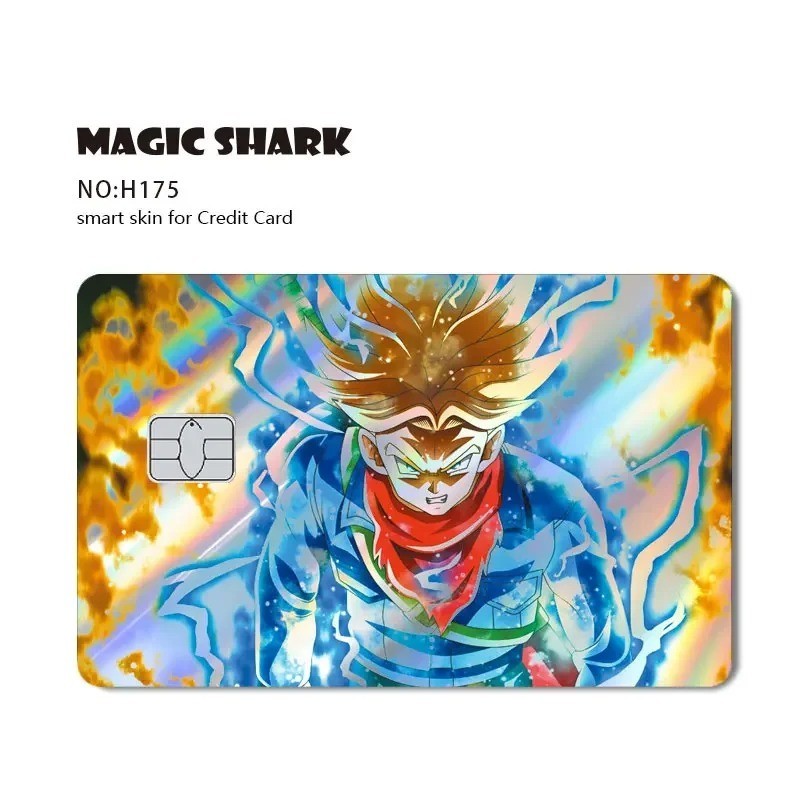 Magic Shark Holographic Credit Card Sticker Goku Vegeta Skin Cover New