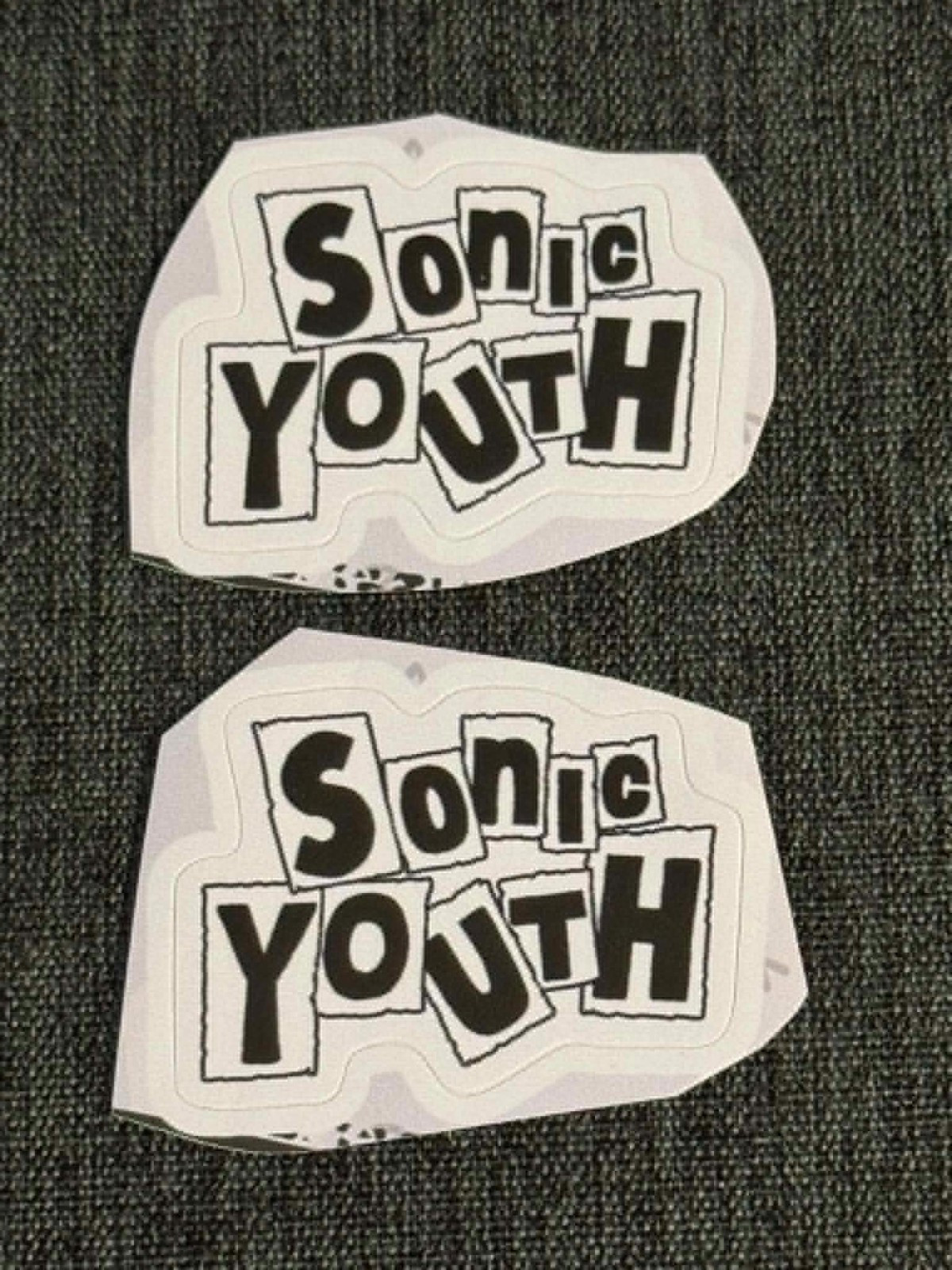 Lot (2) SONIC YOUTH 1 1/4" x 1 3/4" Band STICKERS White Black FAST! FREE SHIP!