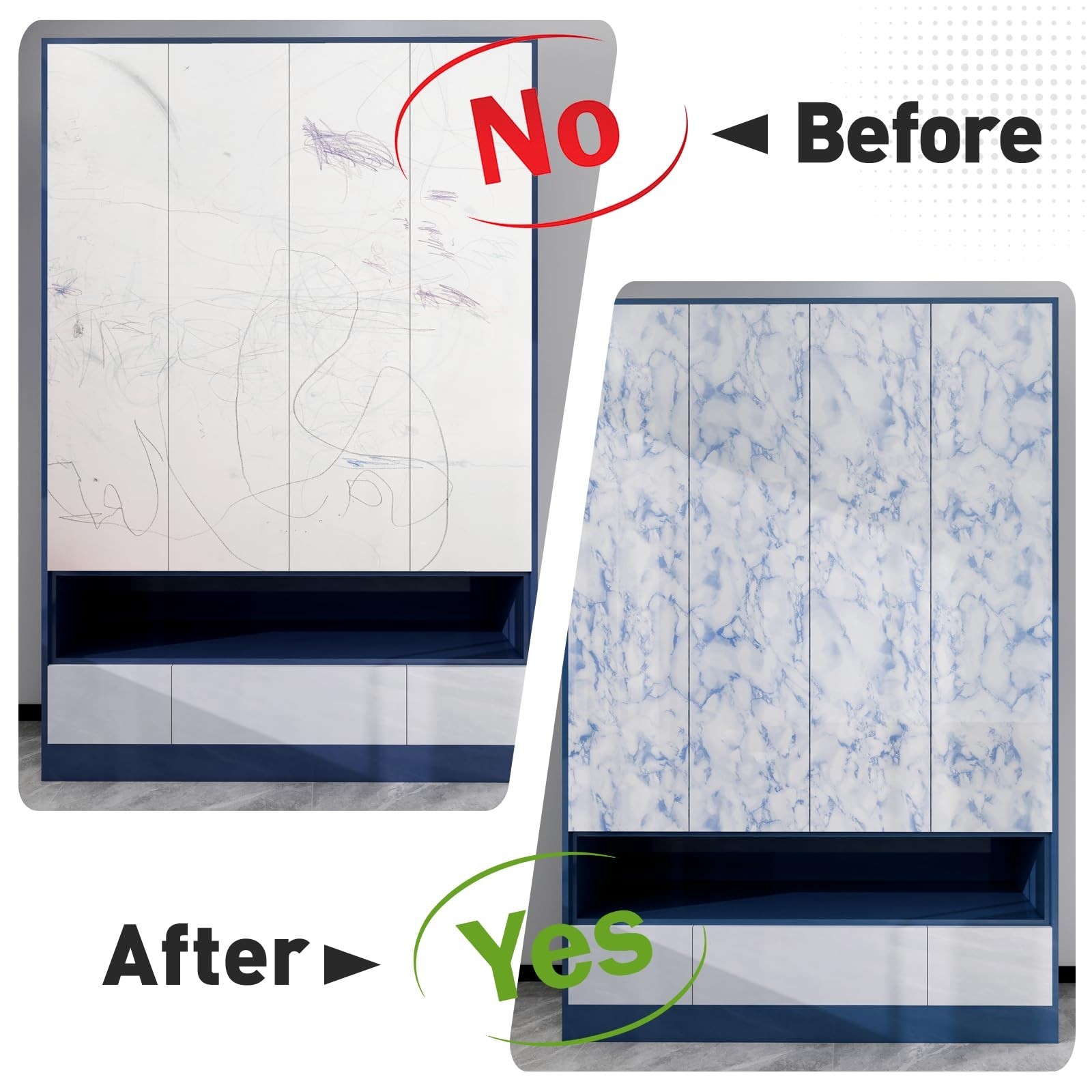 White and Blue Marble Contact Paper Sky Peel and Stick Wallpaper Countertop F…