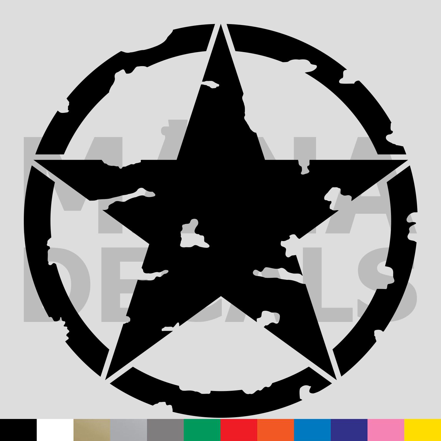 Star Emblem Vinyl Die Cut Decal Sticker – Army Military Distressed Grunge