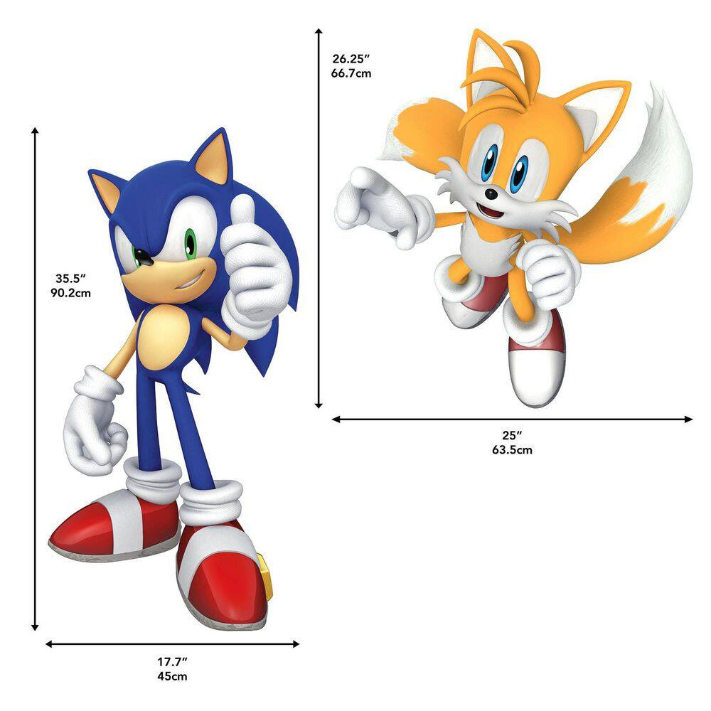 12-Piece Sonic the Hedgehog 42 In. X 35 In. Blue Sonic and Tails Wall Decals
