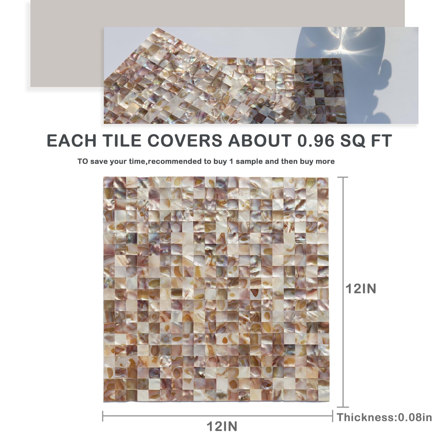Peel and Stick Mother of Pearl Shell Backsplash Tile, for Kitchen Wall Room B…