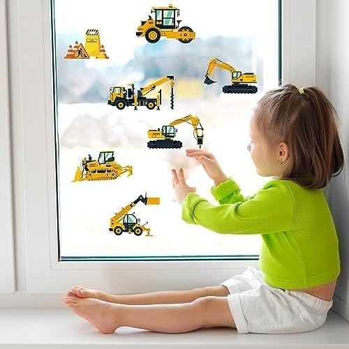 Construction Vehicles Wall Decals – Peel & Stick Removable Stickers for Kids' Ro