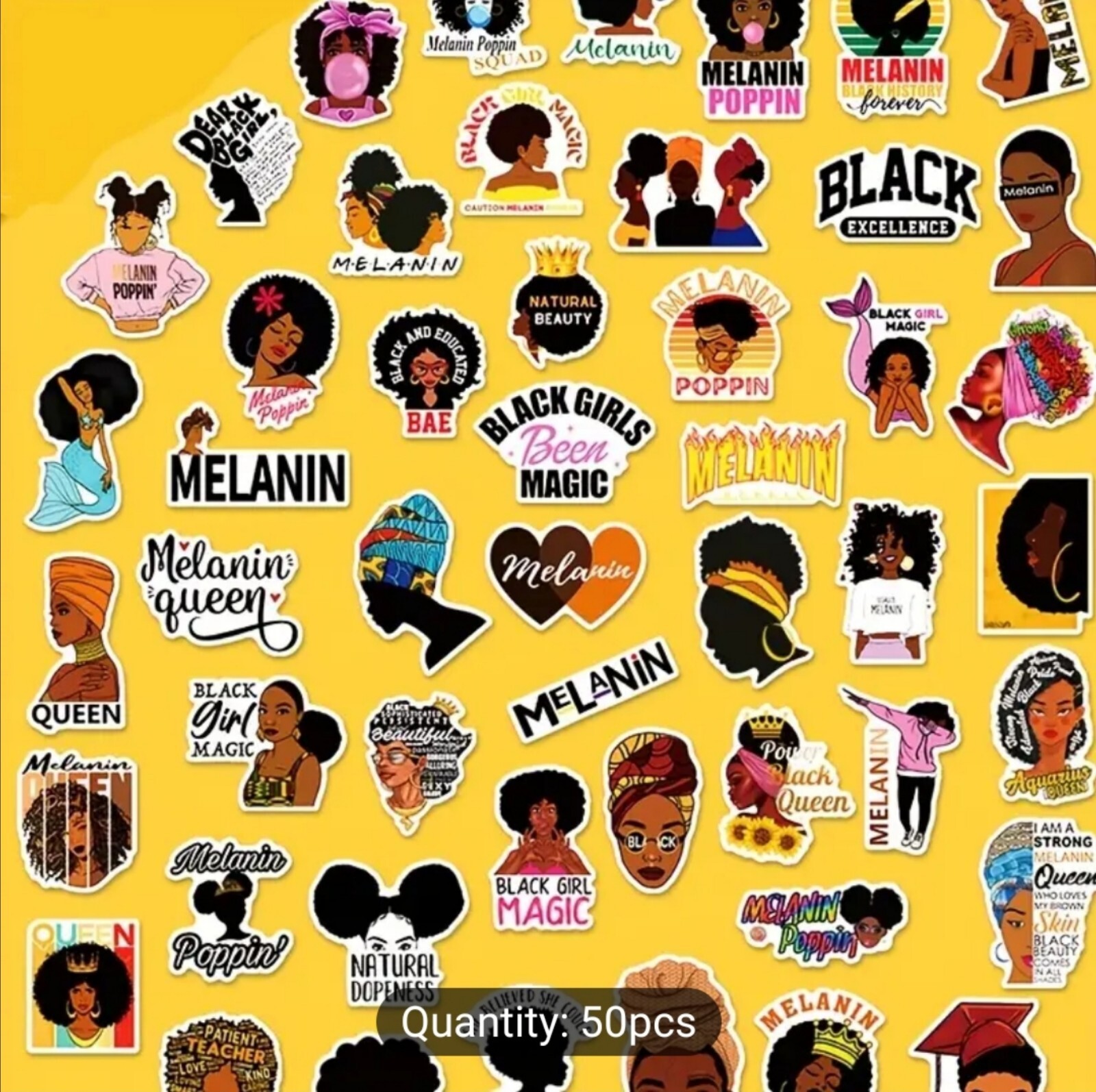 20 PCS Melanin Poppin' Black Girls Women of Color Stickers BRAND NEW
