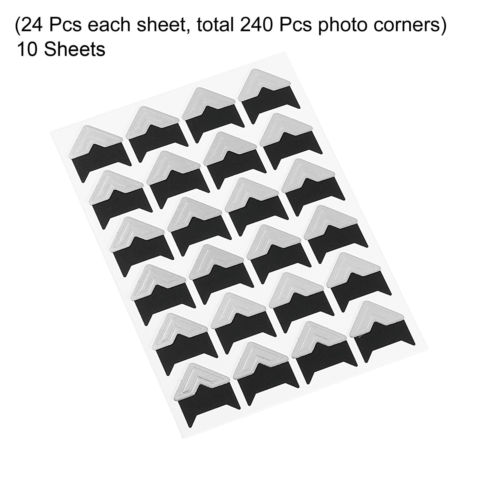 10Sheets/240Pcs Photo Corners Adhesive DIY Picture Mounting Sticker Silver