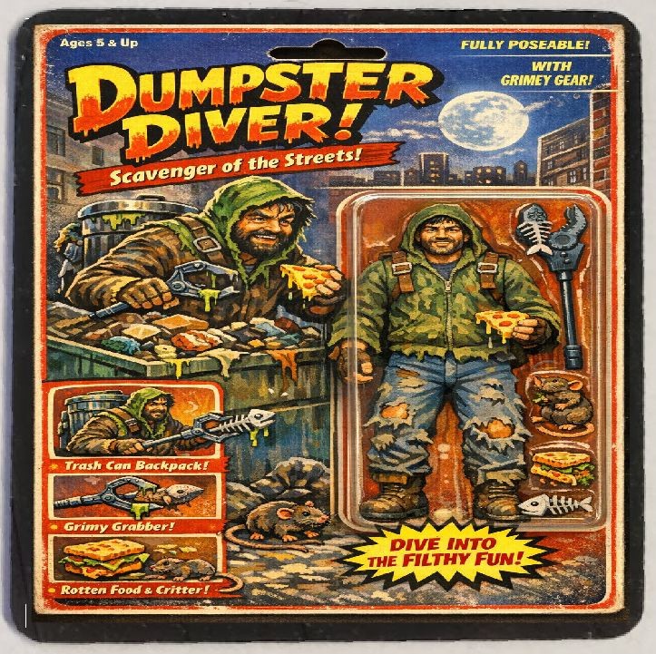 Action Figure Funny Dumpster Diver Refrigerator Magnet M278