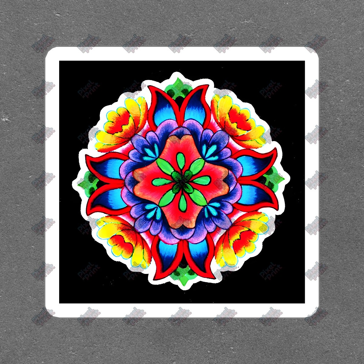 Colorful Floral Mandala Vinyl Sticker Decorative Decal for Laptops, #906000
