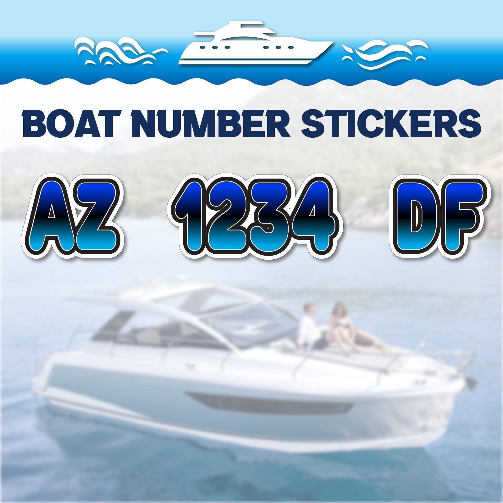 3 inch 2x Watercraft Number Custom Boat Registration Stickers3 inch Gradient