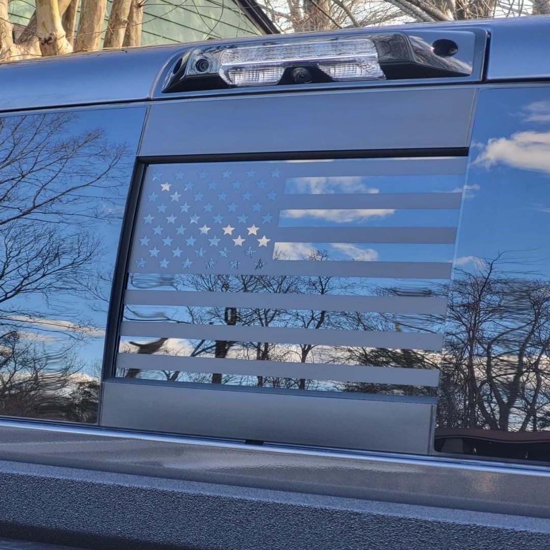 Chevy Silverado GMC Sierra 2019–2024 Sliding Window USA Flag Vinyl Sticker