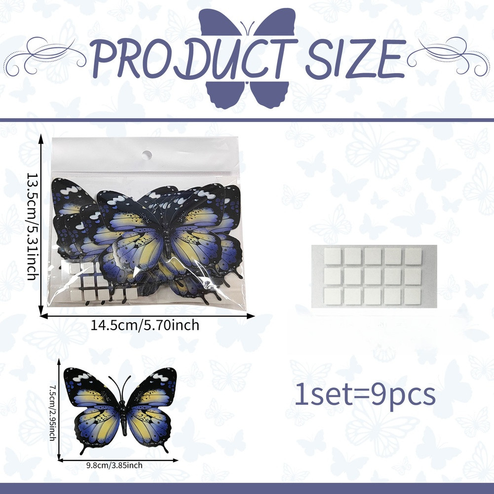 3D Butterfly Decals PVC Waterproof Bright Colors for Home Interior Decor