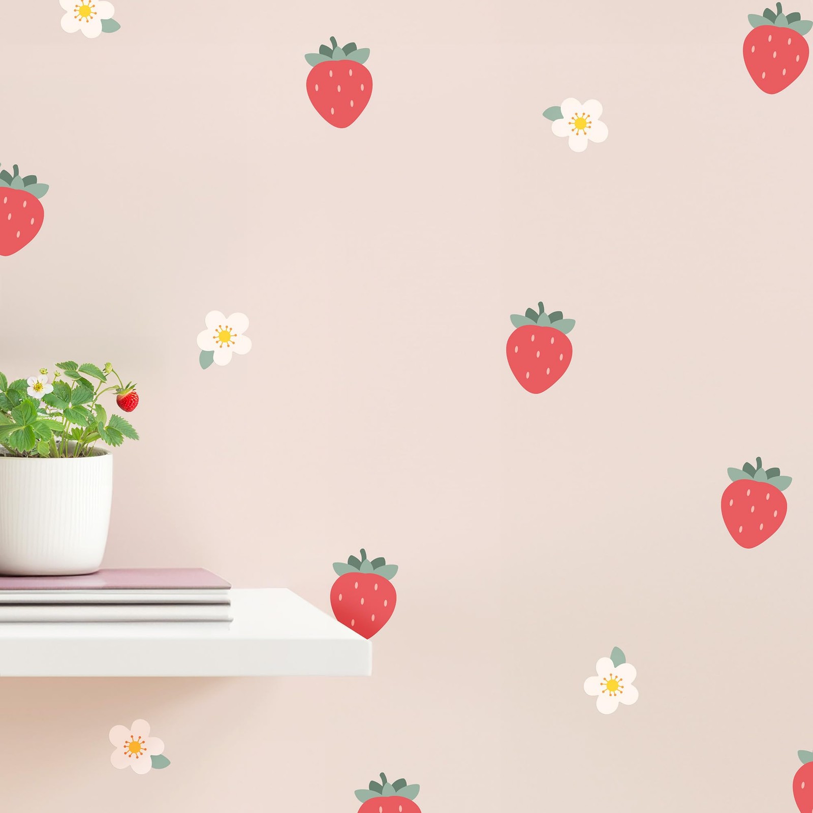– Strawberry and Flower Wall Decals – Easy-to-Apply & Removable Wall Stickers…