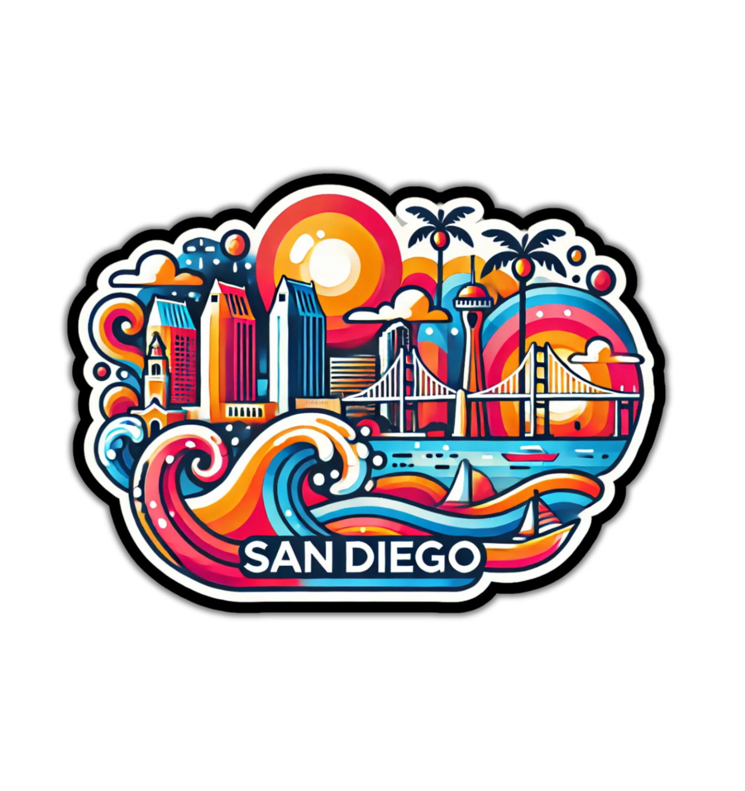 San Diego Fridge Magnet or Laptop Sticker