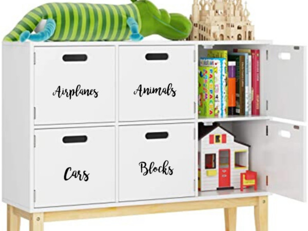 Toys Storage Organization Custom Labels, Playroom Decals, Nursery, Set of (6)