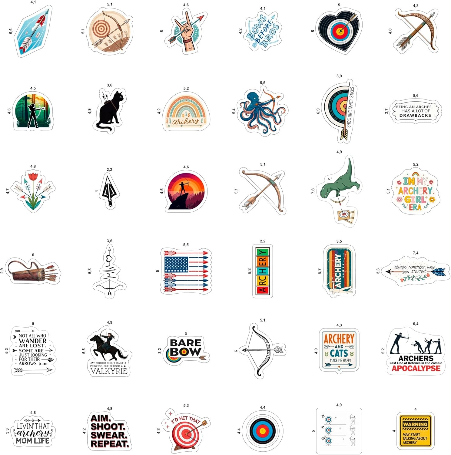 100Pcs Archery Stickers and Decals for Bow Case, Arrow Stickers – Archery Party