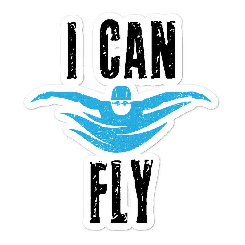 I Can Fly Sticker Swimming Swimmer Women Men Swim Pool Fitness Aquatics