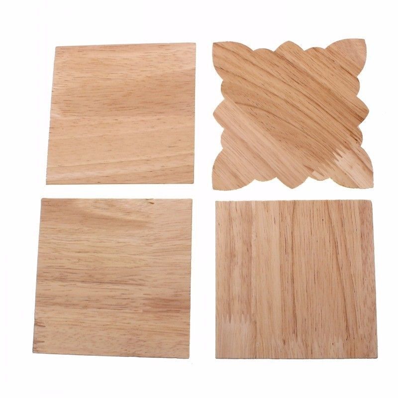 Unpainted Wood Color Decal Applique Furniture Square Home Decoration Accessories