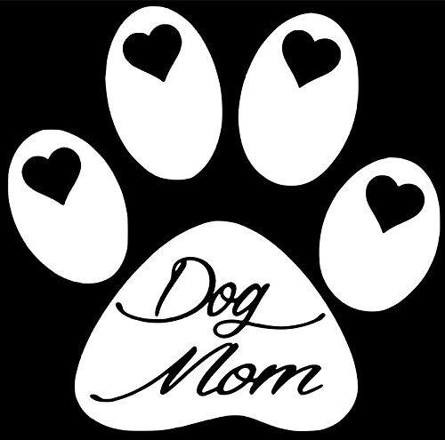 CMI ND014W Dog Paw Dog Mom Decal Sticker | 5.5-Inches By 5.4-Inches | Premium