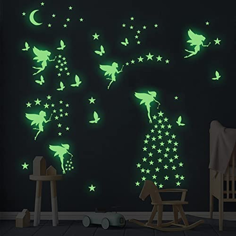 Glow in the Dark Fairy Wall Decals, Luminous Fairies Wall Stickers Bedroom Ceili