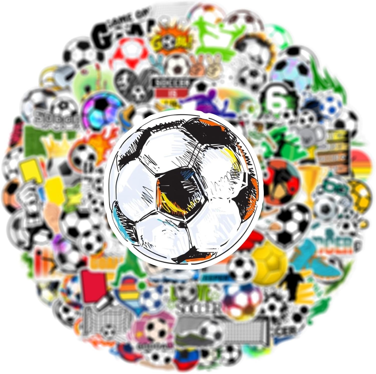 100pcs Soccer Sport Stickers for Kids, Cool Soccer Waterproof Vinyl Decal for…