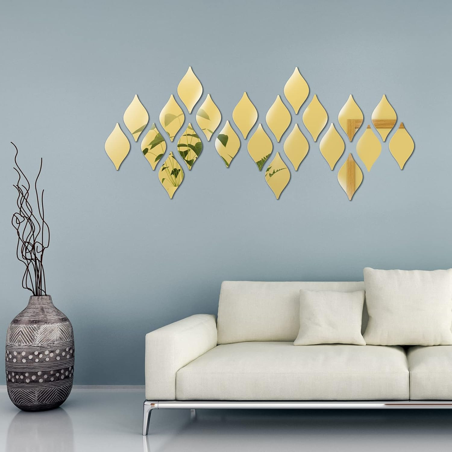 30 Pcs Mirror Wall Stickers Decor Acrylic 3D Tear Drop Decorative Mirrors Sticke