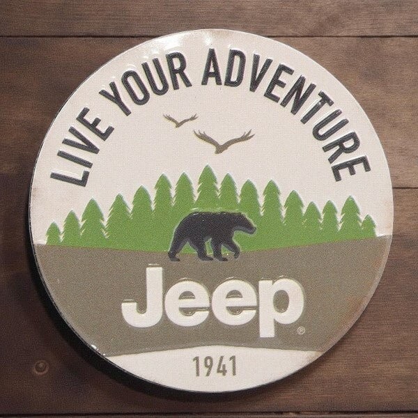 Jeep Live Your Adventure Round Embossed Metal Magnet