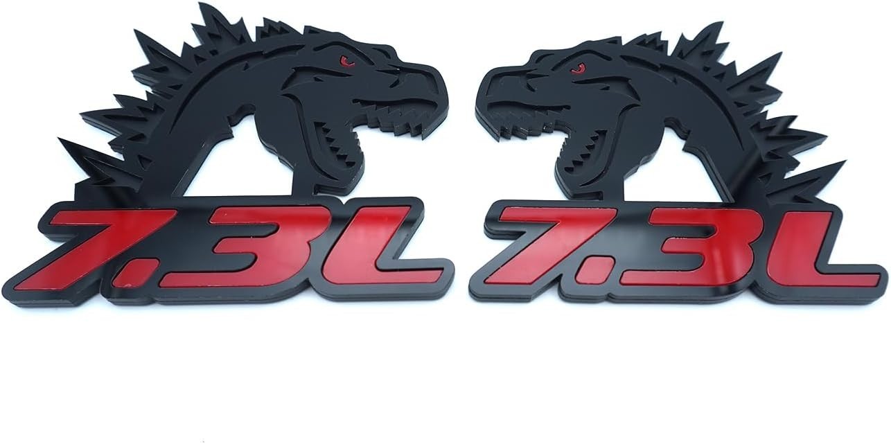 2Pc Godzilla Badges Raging 7.3 Emblem 3D Fender Angry Agressive Sticker Namep…