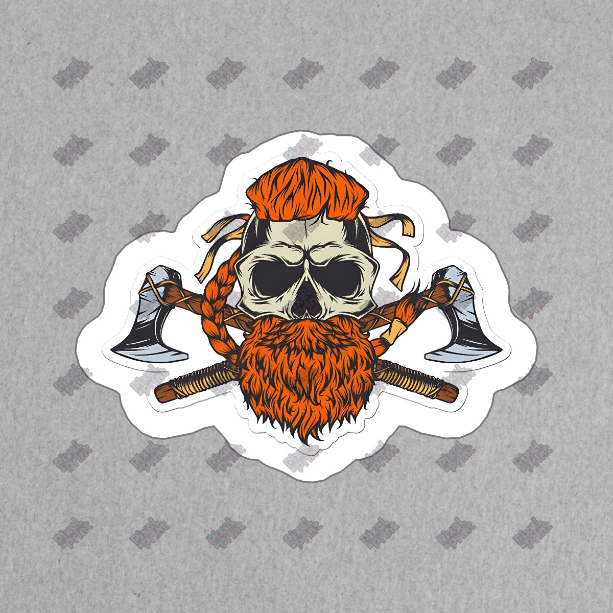 Awesome Skull and Axes Vinyl Sticker Cool Beard & Axe Decal Perfect #466087