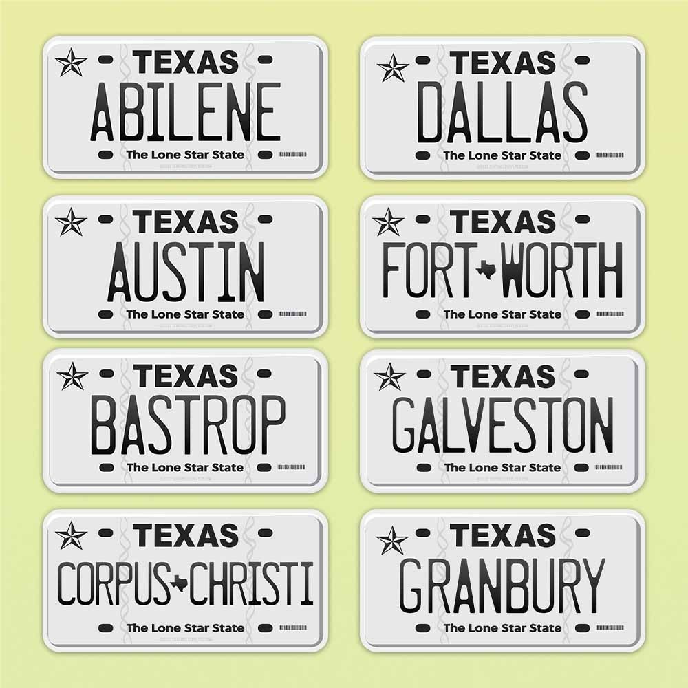 Texas License Plate Sticker – Choose from 50+ TX Cities