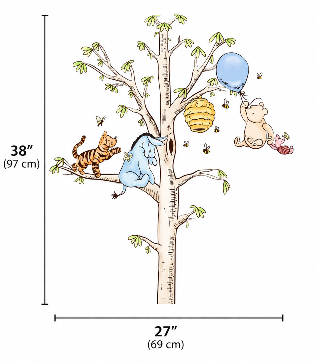 Cartoon Winnie Wall Decal Pooh Bear Mural Tiger & Donkey Wall Sticker Wall Art