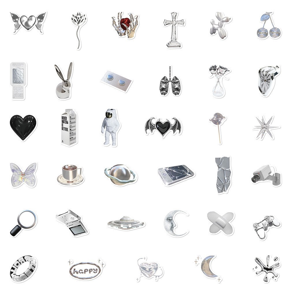 50pcs VIBE Stickers, Silver Stickers Bottle Laptop No Residue Stickers, #241