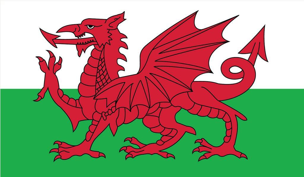 2-Pack Wales Flag Decal Sticker | 5-Inches By 3-Inches | Laminated Vinyl Decal |