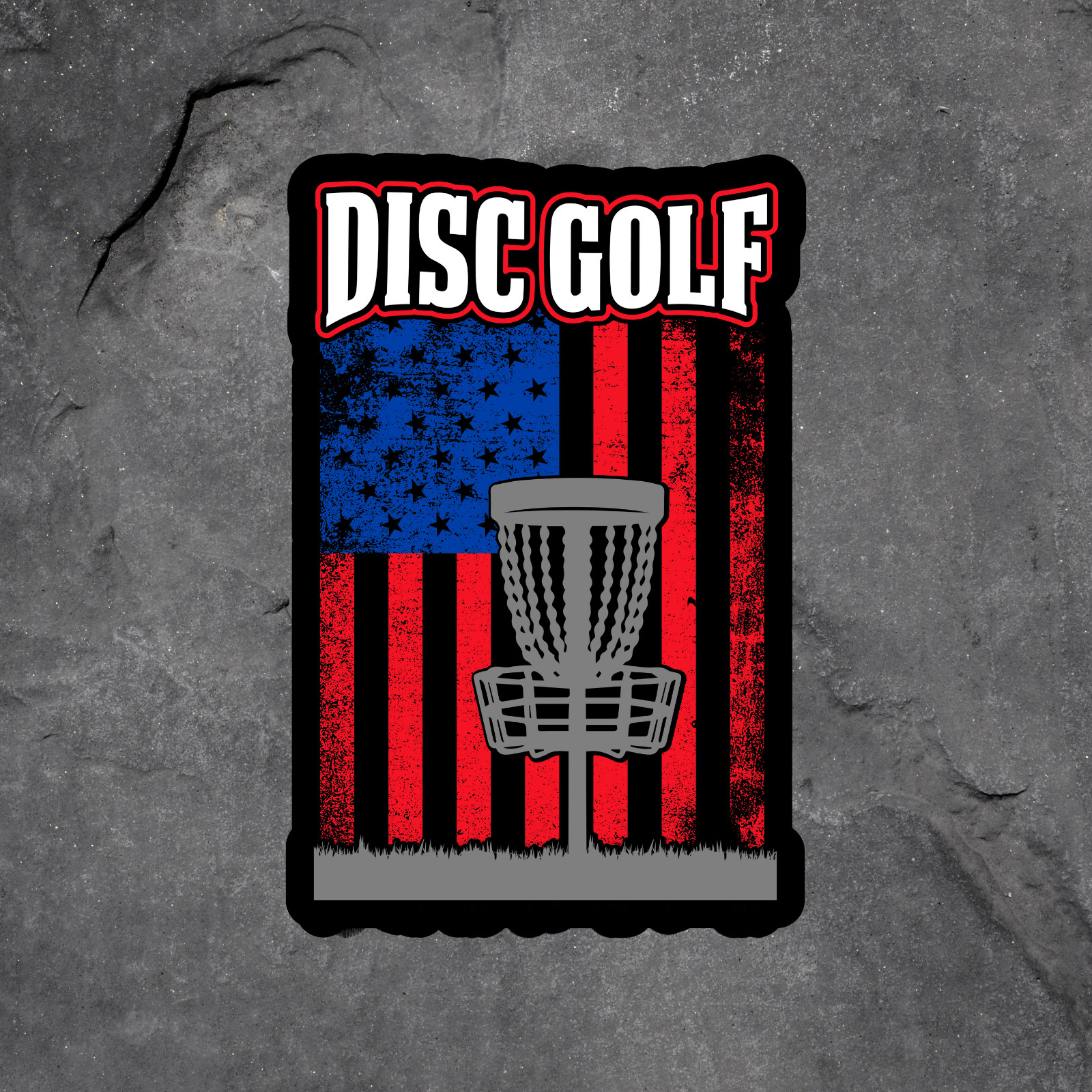 Disc golf sticker vinyl decal american flag basket retro frisbee sports outdoors