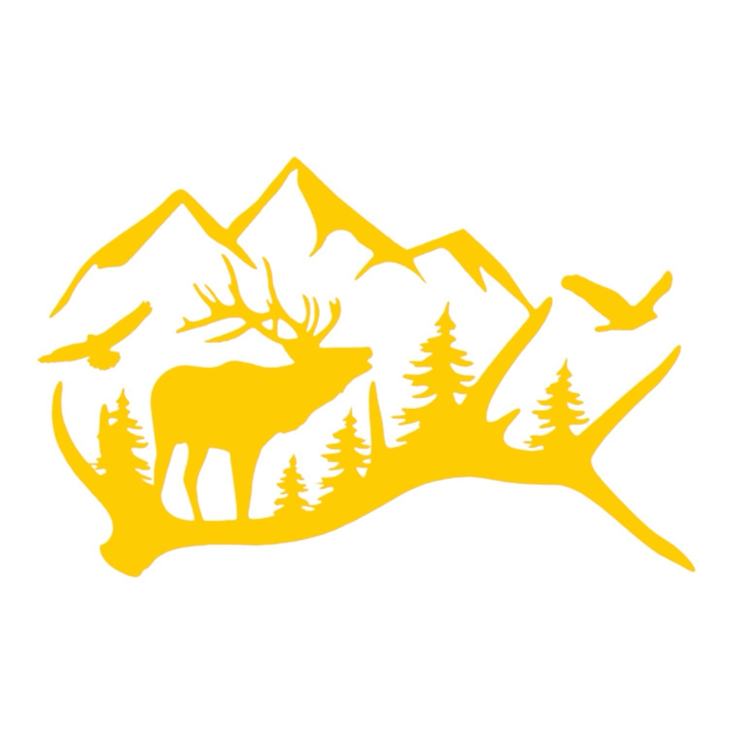 Elk antler mountain scene Decal for car Windows Laptops most Smooth Surfaces